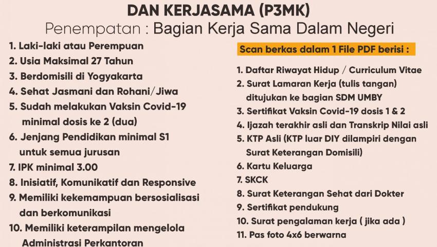 Lowongan Staff Pusat Penelitian, Pengabdian Masyarakat dan Kerjasama (P3MK) Universitas Mercu Buana Yogyakarta